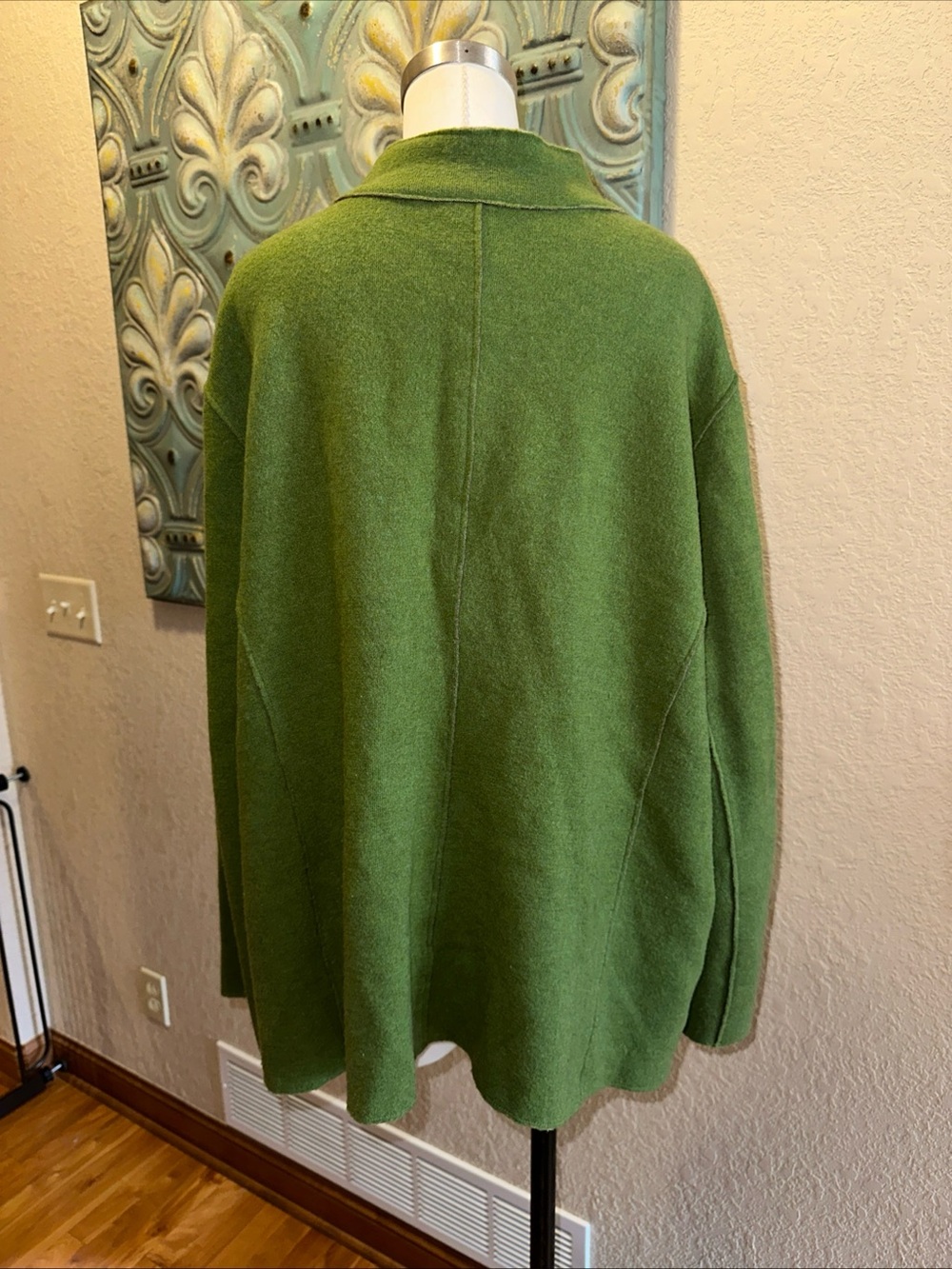 Eileen Fisher Woman Green Merino Wool Jacket 96% Wool Button Front Pockets 2X - Picture 5 of 11